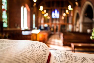 Open bible in church